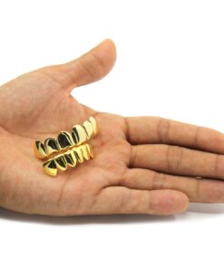 New Custom Fit 14k Gold Plated Hip Hop Teeth Grillz Caps Top & Bottom Grill Set 22 718dpO2vuHL