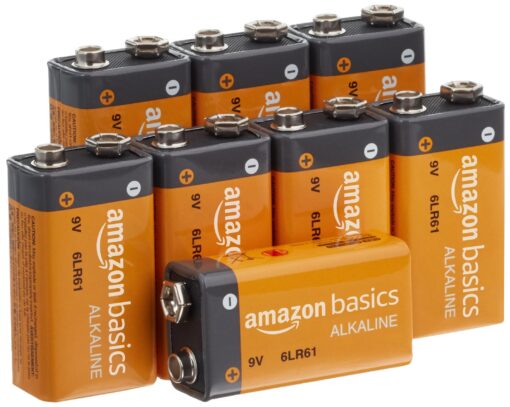 Amazon Basics (Pack of 8) 9 Volt Alkaline Performance All-Purpose Batteries, 5-Year Shelf Life, Packaging May Vary 1 Count (Pack of 8)