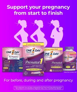 One A Day Women's Prenatal 1 Multivitamin including Vitamin A, Vitamin C, Vitamin D, B6, B12, Iron, Omega-3 DHA & more, 30 Count - Supplement for Before, During, & Post Pregnancy Unflavored 30 Count (Pack of 1) 19 718eP ytpuL 1