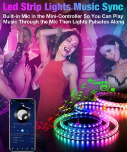 REEMEER Led Lights 100ft(2 Rolls of 50ft) Smart APP Control Music Sync Led Strip Lights RGB Color Changing Led Lights Strips with Remote Led Lights for Bedroom Kitchen and Party 100 ft 18 718eRqQBeIL