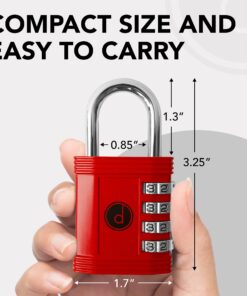 Padlock 4 Digit Combination Lock - for Gym School Locker, Outdoor Gate, Shed, Fence, and Storage - Weatherproof Metal - Keyless, Easy to Set, Resettable - Red 18 718ebkC7vIL