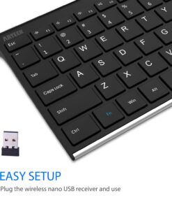 Arteck 2.4G Wireless Keyboard Stainless Steel Ultra Slim Full Size Keyboard with Numeric Keypad for Computer/Desktop/PC/Laptop/Surface/Smart TV and Windows 10/8/ 7 Built in Rechargeable Battery 27 718fRkr6NhL