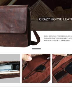 Leathario men's crossbody bag Leather shoulder bag for men messenger Retro PAD Bag Satchel Sling Travel Work Brown-604 16 718hQ3RFk0L