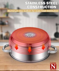 Cook N Home Kitchen Cookware Sets, 12-Piece Basic Stainless Steel Pots and Pans, Silver Stainless Steel Handle 34 718hfxnpETL