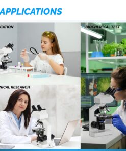 OMAX 40X-2000X LED Binocular Compound Lab Microscope w/ Double Layer Mechanical Stage + Blank Slides, Cover Slips, & Lens Cleaning Paper, M82ES-SC100-LP100 50 718hjHYom2L 1