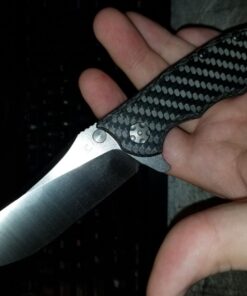 Zero Tolerance 0562CF Hinderer Slicer Folding Knife; 3.5” CPM-20CV Stonewashed and Satin Steel Blade, Carbon Fiber Front Handle, KVT Ball-Bearing Opening, Frame Lock and Reversible Pocketclip; 5.5 OZ… 3.5" 47 718hxN02zBL