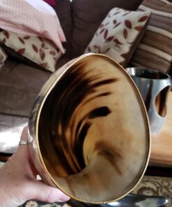 AleHorn Viking Horn Mug with Stand | Viking Drinking Horn Mug, Viking Cup | Handcrafted Tankard Mug, Viking Beer Mug | Viking Drinking Cup | Viking Mugs | Horn Cup - Viking Mug | Polished 20 oz XL - 20oz 46 718i37pozaL