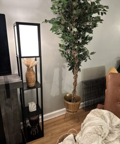 Brightech Maxwell - Modern Shelf Floor Lamp with Shade and LED Bulb Corner Display Lamps Shelves for Living Room, Bedroom Office Black Classic Black 39 718iQ5K0TqL