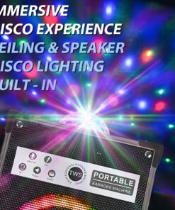 Ankuka Karaoke Machine, Portable Bluetooth Speaker with Disco Lights,Subwoofer PA System with 2 Wireless Microphones for Christmas,Birthday Party 28 718igAveD L