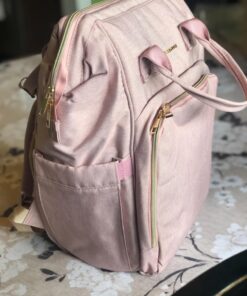 AMILLIARDI Diaper Bag Backpack - 6 INSULATED Bottle Holders - Detachable Stroller Straps (Light Pink) Light Pink 50 718irH63MTL