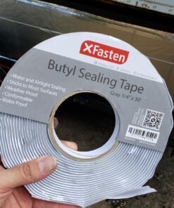 XFasten Butyl Sealing Tape, Gray, 1/8-In x 3/4-In x 30-Foot Plumbers Putty Tape, RV Sealant Tape, Butyl Rubber for Boat Sealing, EDPM Butyl Tape RV 1/8" x 3/4" x 30', Single Pack Grey 23 718jKIBHXkL
