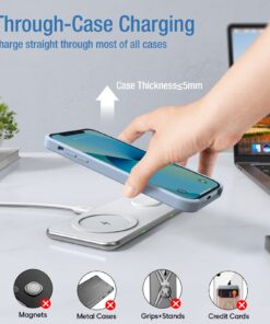 2 in 1 Wireless Charger, 15W Dual Wireless Charging Pad for iPhone 15/15 Pro/14/14 Pro/13/13 Pro/12/12 Pro/11/X, Samsung S23/S22/S21, Airpods 3/2/Pro, iWatch 8/7/6/SE/5/4/3/2(with QC 3.0 Adapter) White 26 718jZ7xwulL