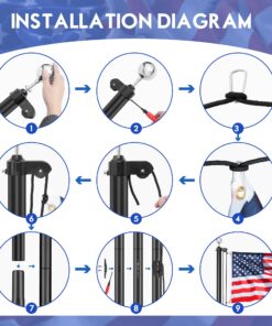 Flag Poles for Outside House Inground, 20ft Heavy Duty 13 Gauge Aluminum Flagpole Kit with 3x5 American Flag, Extra Thick Outdoor In Ground Flag Pole for Outside, Yard, Commercial or Residential 11 718k2EKZo3L