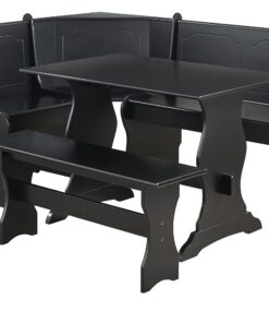 Target Marketing Systems Traditional Style 3-Piece Nook Corner Dining Set with Hidden Storage Under The Seats, for Small Spaces, Includes 1 Table and Benches, Black 11 718lsei4FsL