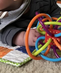 Manhattan Toy Winkel Rattle & Sensory Teether Toy, Blue/Green/Orange, 5 Inch x 4 Inch x 3.5 Inch 27 718mLwWXSL