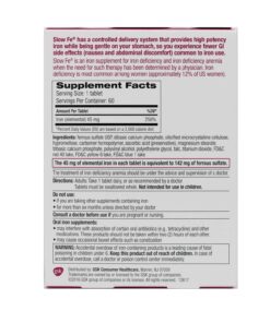 Slow Fe, High Potency Iron 45 mg, Slow Release - 60 Tablets 60 Count (Pack of 1) 6 718mXZgIalL
