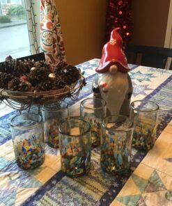 NOVICA Artisan Crafted Recycled Hand Blown Glass Water Glasses, Multicolor, 14 Oz, 'Confetti' (Set Of 6) 24 718moqYCsEL