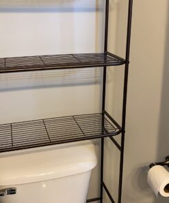 Zenna Home Over the Toilet Storage, Metal Bathroom Spacesaver with 3 Shelves, Cross-Style Storage Cabinet, Easy Assembly, Oil Rubbed Bronze Over-the-Toilet Spacesaver 29 718oI8Q9IL