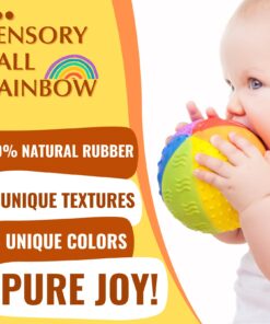caaocho Pure Natural Rubber Sensory Ball Rainbow 4" - BPA Free Baby Ball Toy, for Sensory Play, Perfect Bouncer, Gentle Squeaking 11 718ouXK3YbL
