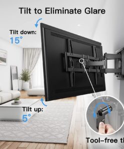 Pipishell Full Motion TV Wall Mount for 37-75 inch Flat/Curved TVs up to 100lbs, Wall Mount TV Bracket Swivel and Tilt, TV Mount Fits 8/12/16" Wood Studs, Max VESA 600x400mm, PILF3 33 718ph05w4lL