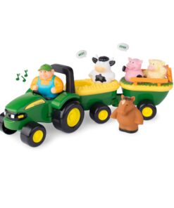 John Deere Animal Sounds Hayride Musical Tractor Toy - Musical Hayride and Farm Animal Toddler Toys - Includes Farmer Figure, Tractor, and 4 Farm Animals - Ages 12 Months and Up 14 718q2a343NL