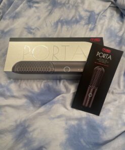 TYMO Porta Cordless Hair Straightener Brush, Portable Mini Straightening Brush for Travel, Negative Ion Hot Comb Hair Straightener for Women, Lightweight to Carry Out, USB Rechargeable, Anti-Scald Black 35 718qHfMwmvL