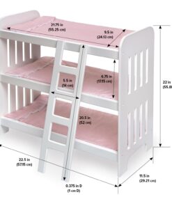 Badger Basket Toy Doll Triple Doll Bunk Bed with Ladder, Bedding, and Personalization Kit for 20 inch Dolls - Pink Gingham 32 718qlU7ChDL