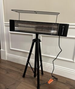 VAGKRI Outdoor Heaters, 1s Heating Electric Infrared Patio Heaters with Remote, 12H Timer, 3 Heat Levels, IP65 Waterproof, Electric Wall Heaters with Tripod Stand for Home, Office, Patio and Garage Black 35 718sNuY7SZL