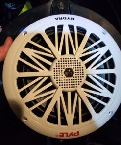 Pyle 6.5 Inch Dual Marine Speakers - 2 Way Waterproof and Weather Resistant Outdoor Audio Stereo Sound System with 200 Watt Power, Poly Carbon Cone and Butyl Rubber Surround - 1 Pair - PLMR62 (White) 29 718sdxI6XFL