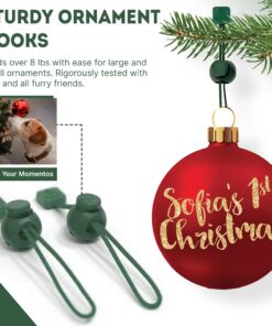 ORNAMENT ANCHOR Ornament Hooks for Hanging Christmas Decorations - No-Slip Hanging Hooks for Xmas - Heavy Duty Christmas Tree Ornaments Hanger Hooks for Small & Large Ornaments (Green, 24 Count) Green 18 718tDH9npUL
