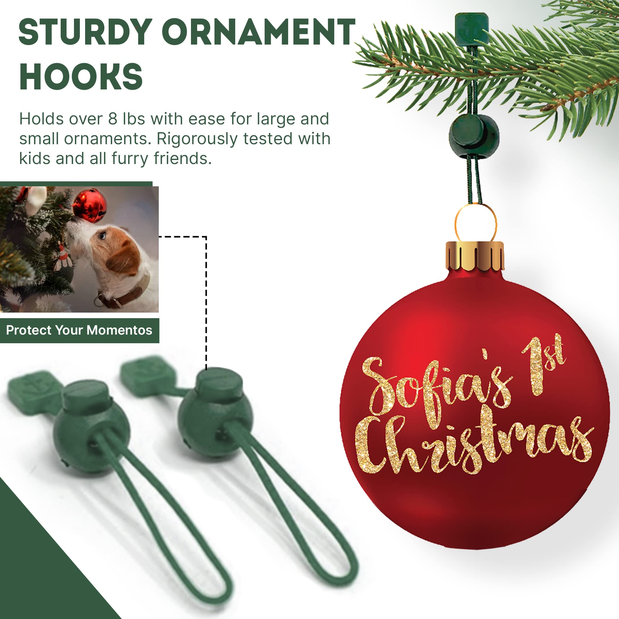 ORNAMENT ANCHOR Ornament Hooks for Hanging Christmas Decorations - No-Slip Hanging Hooks for Xmas - Heavy Duty Christmas Tree Ornaments Hanger Hooks for Small & Large Ornaments (Green, 24 Count) Green 3 ORNAMENT ANCHOR Ornament Hooks for Hanging Christmas Decorations - No-Slip Hanging Hooks for Xmas - Heavy Duty Christmas Tree Ornaments Hanger Hooks for Small & Large Ornaments (Green, 24 Count) Green - Image 3