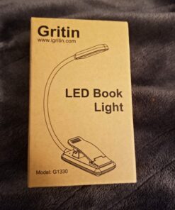 Gritin 9 LED Rechargeable Book Light for Reading in Bed - Eye Caring 3 Color Temperatures,Stepless Dimming Brightness,80 Hrs Runtime Small Lightweight Clip On Book Reading Light for Kids,Studying Black 43 718tXqwvnWL