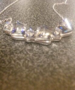 PLATO H Crystal Cube Curved Bar Necklace for Women with Gift Box Unique Dainty Jewelry Anniversary Mother's Day Gifts Blue 37 718tZOmS8fL