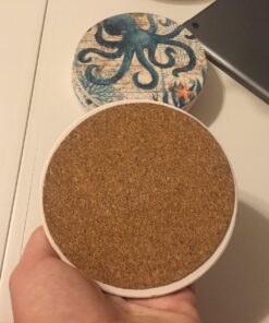 Thirstystone Monterey Bay 4 Pack Round Absorbent Stone Coasters with Protective Cork Backing Manufactured in the USA Artistic Absorbent Easily Wipes Clean 30 718u1SkzdUL