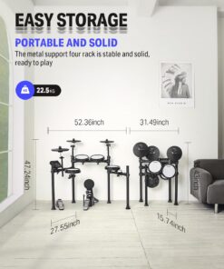 Donner DED-200 Electric Drum Sets with Quiet Mesh Drum Pads, 2 Cymbals w/Choke, 31 Kits and 450+ Sounds, Throne, Headphones, Sticks, USB MIDI, Melodics Lessons (5 Pads, 3 Cymbals) 22 718uAkfRzL