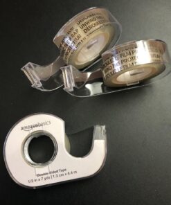 Amazon Basics Double Sided Tape with Dispenser, Narrow Width, 1/2 x 252 inches, 3-Pack, Translucence 23 718uzqe0oNL