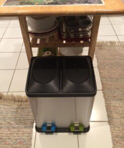 Organize It All Dual Compartment Step-On 8-Gallon (30 liter) Recycling Trash Can, Stainless Steel 40 718v kcyeSL 3