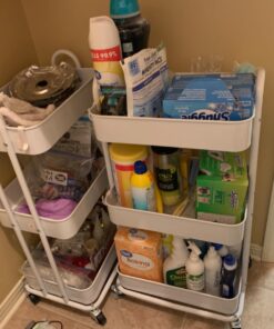 SimpleHouseware Heavy Duty 3-Tier Metal Utility Rolling Cart, White 26 718wDZiE0HL