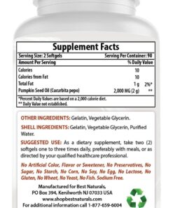 Best Naturals Pumpkin Seed Oil Bladder Control 1000 mg 180 Softgels 180 Count (Pack of 1) 14 718xvuH2j4L