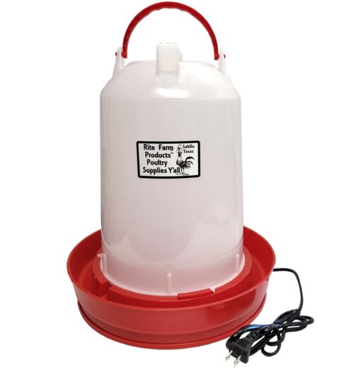 Rite Farm Products 3.7 Gallon Heated Poultry Chicken Waterer (14 Liter) Drinker with LED