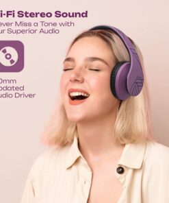 PowerLocus Bluetooth Over-Ear Headphones, Wireless Stereo Foldable Headphones Wireless and Wired Headsets with Built-in Mic, Micro SD/TF, FM for iPhone/Samsung/iPad/PC (Purple) Purple 45 718yXjh9AZL