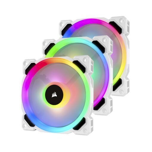 Corsair LL Series, LL120 RGB, 120mm RGB LED Fan, Triple Pack with Lighting Node PRO- White, Lighting Node PRO Included, LL120 RGB White,CO-9050092-WW Triple Pack w/ Lighting Node PRO