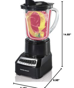 Hamilton Beach Wave Crusher Blender For Shakes and Smoothies With 40 Oz Glass Jar and 14 Functions, Ice Sabre Blades & 700 Watts for Consistently Smooth Results, Black & Stainless Steel (54220) 22 718z2Y77 ZL 4