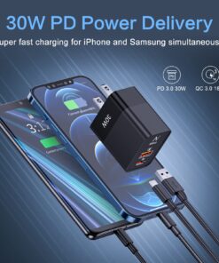 2 Pack USB C Wall Charger,NITASA 30W 2 Port PD Fast Charger Adapter for iPhone 15/15 Pro/14 Pro Max/13/12/iPad SE, Super Fast Charger Block(25W PPS) Type C for Samsung S23/S22,Pixel 6 7/8 Pro Black+Black 2 PACK 9 718zIhPlzFL
