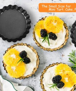 TORASO 9 Inch and 4 Inch Tart Pan with Removable Bottom, 2 PCS 9 Inch Quiche Pan and 4 PCS 4 Inch Pie Pan, Non-Stick Baking Pan (Set of 6) 2pcs 9" + 4pcs 4" 11 718zasNHLGL