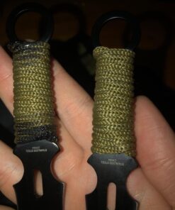 Whetstone Cutlery S-Force Kunai Knives - 12-Pack Black and Green Stainless-Steel Ninja Throwing Knife Set with Cord-Wrapped Handles and Carry Case 37 718zvpiTHkL