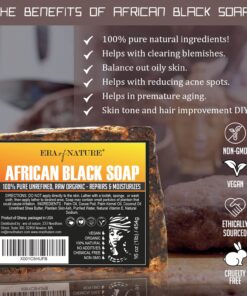 era of nature Best Raw ORGANIC AFRICAN BLACK SOAP, for Dry Skin and Skin Conditions. Pure & Natural Ingredients, Imported From Ghana - 1lb (16oz) 27 719 ERmnJ L