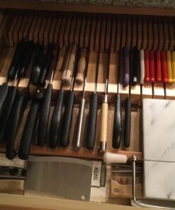 Rev-A-Shelf Dual Row Trim To Fit Knife Block Drawer Organizer with Storage Holder for Kitchen Utensils, 55 Slot Cutlery Tray, Wood, 4WDKB-1 Natural 45 7190nuTbeyL