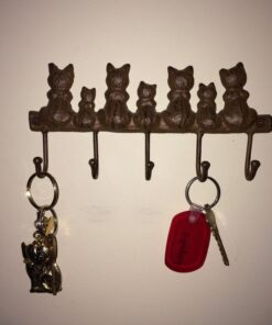 Lulu Decor, Cast Iron Seven Cat Key Hooks (Vintage Brown) Vintage Brown - 5 Hooks 6 7191 22S0L