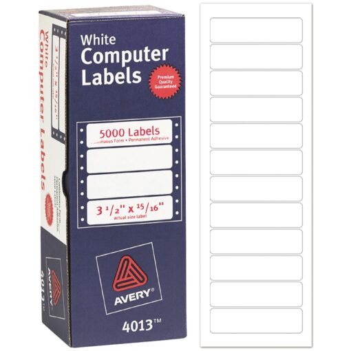 Avery Dot Matrix Printer Address Labels, 15/16" x 3 1/2", White, 5,000 Customizable Blank Labels (4013) 15/16" x 3 1/2" 5000 Pack